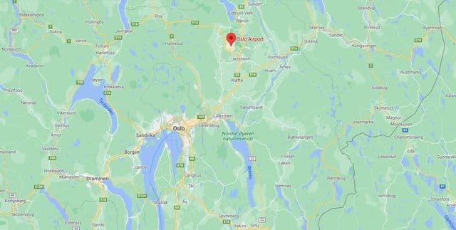 Mapa dos aeroportos de Oslo